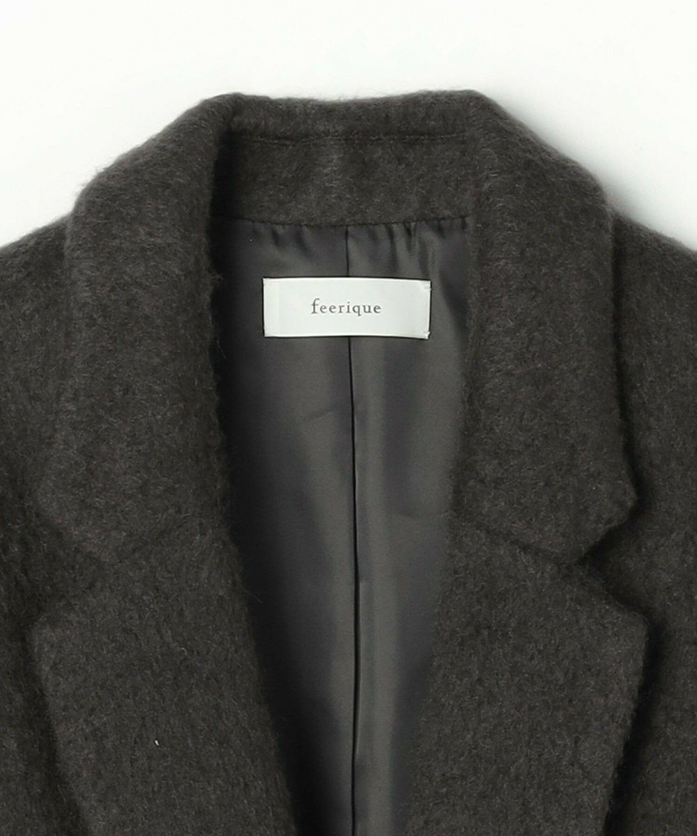 feerique feerique モヘアシャギーテーラードコート チャコールグレー