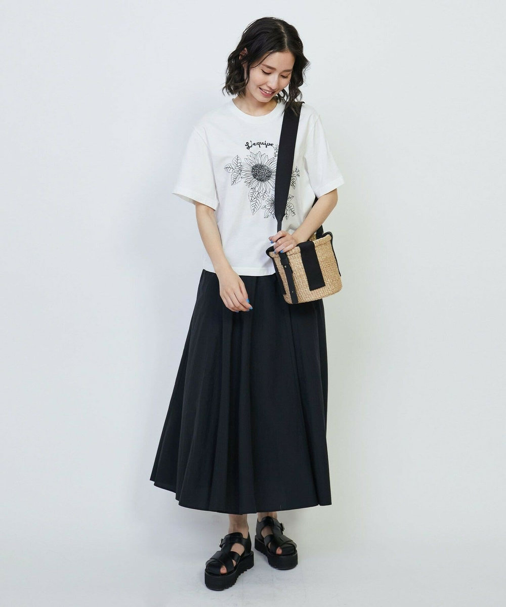 L'EQUIPE Lサイズ（大きいサイズ） 【大きいサイズ】フラワーエンブロイダリーTシャツ ホワイト