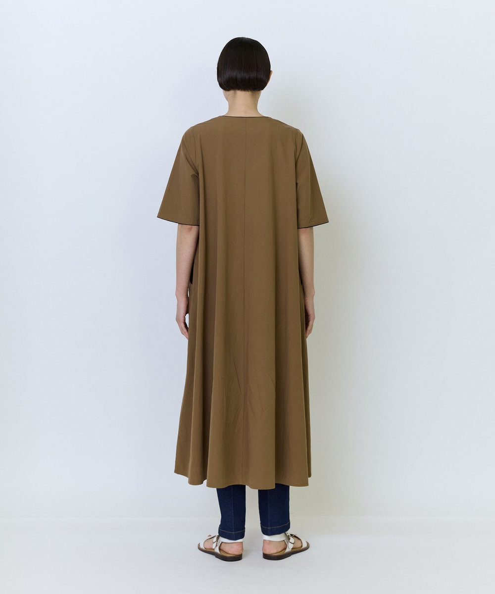 LOISIR コットンブロードAラインワンピース ブラウン