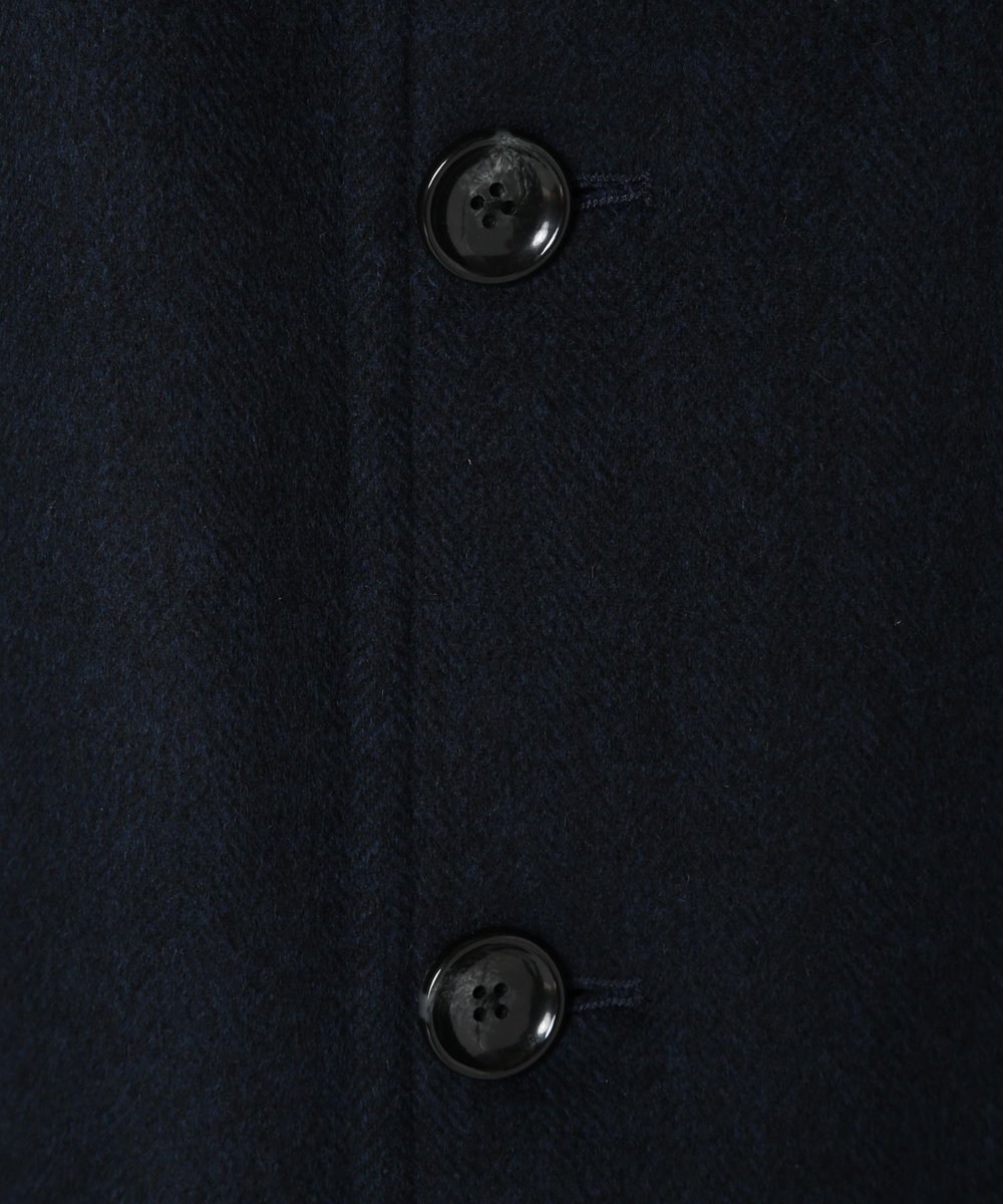 MEN'S BIGI スーパー140ウールビーバーヘリンボーンコート ネイビー