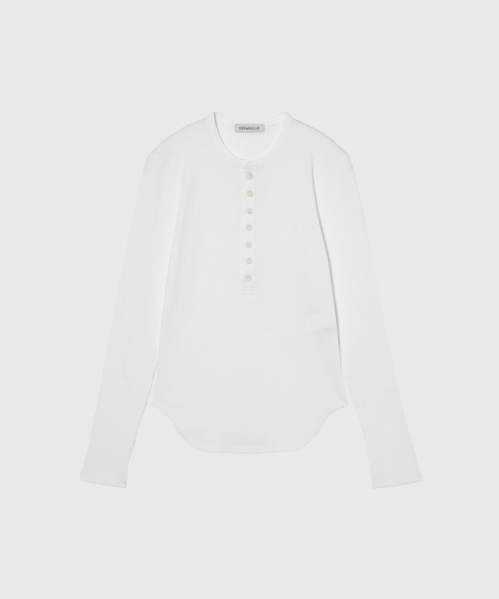 DÉPAREILLÉ ORGANIC COTTON RIB HENRY NECK / オーガニックコットンリブヘンリーネック オフホワイト