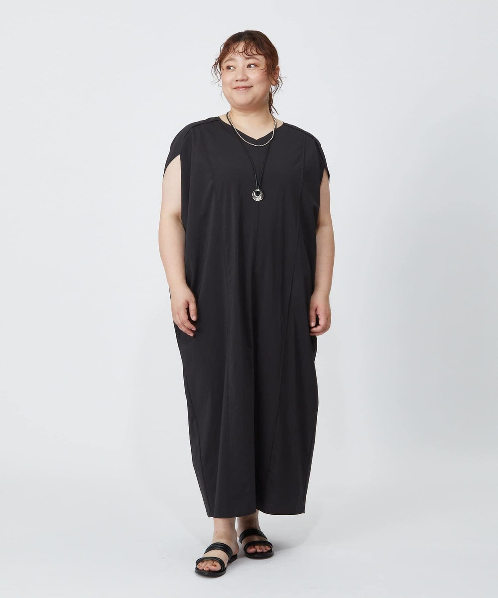 MOGA Lサイズ（大きいサイズ） 【大きいサイズ】2WAYタフタコクーンワンピース スミクロ