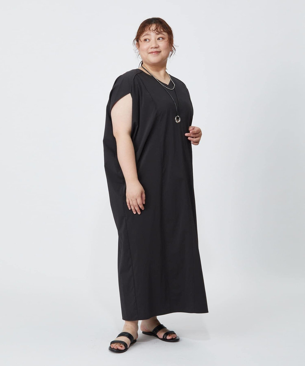 MOGA Lサイズ（大きいサイズ） 【大きいサイズ】2WAYタフタコクーンワンピース スミクロ