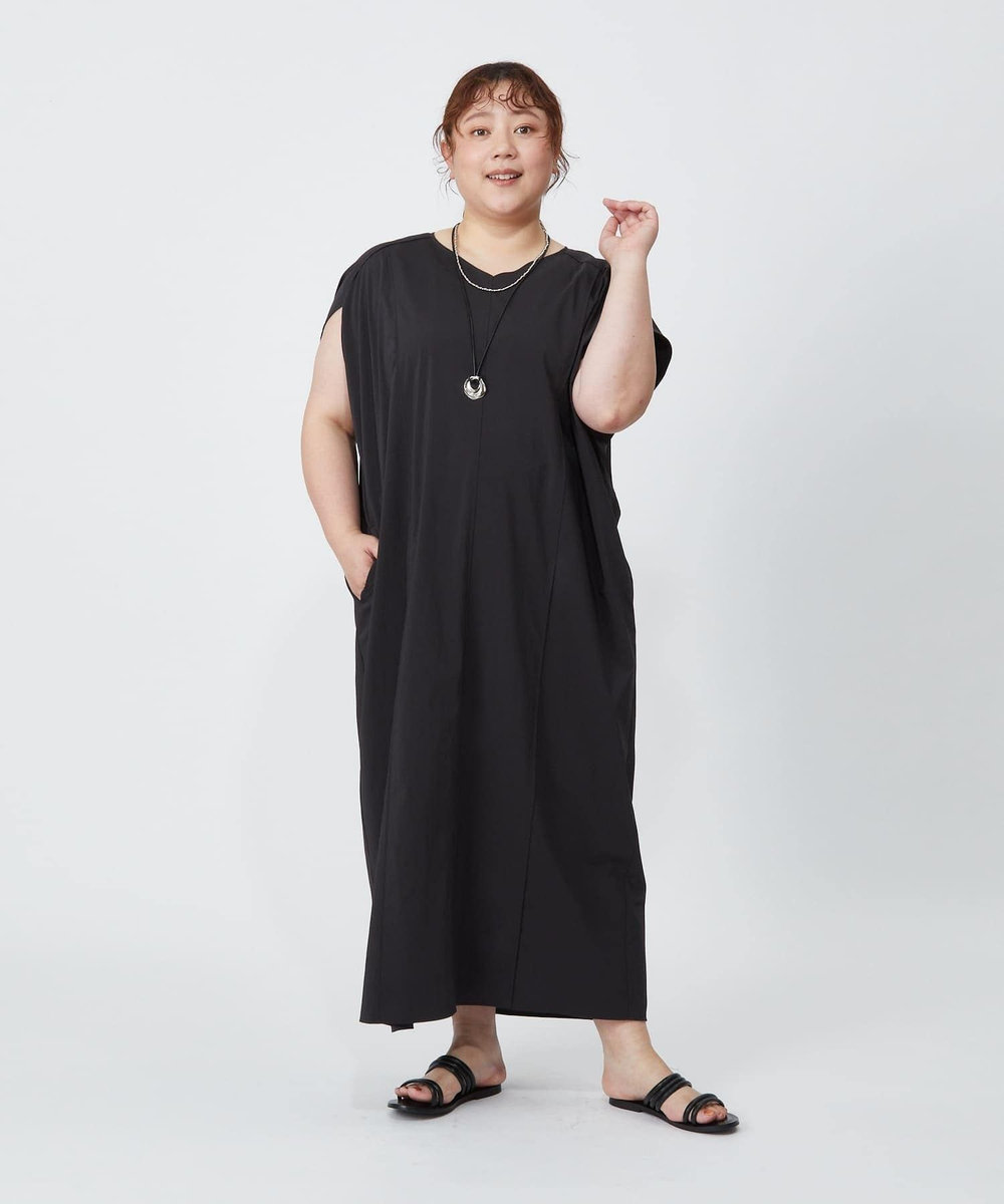 MOGA Lサイズ（大きいサイズ） 【大きいサイズ】2WAYタフタコクーンワンピース スミクロ
