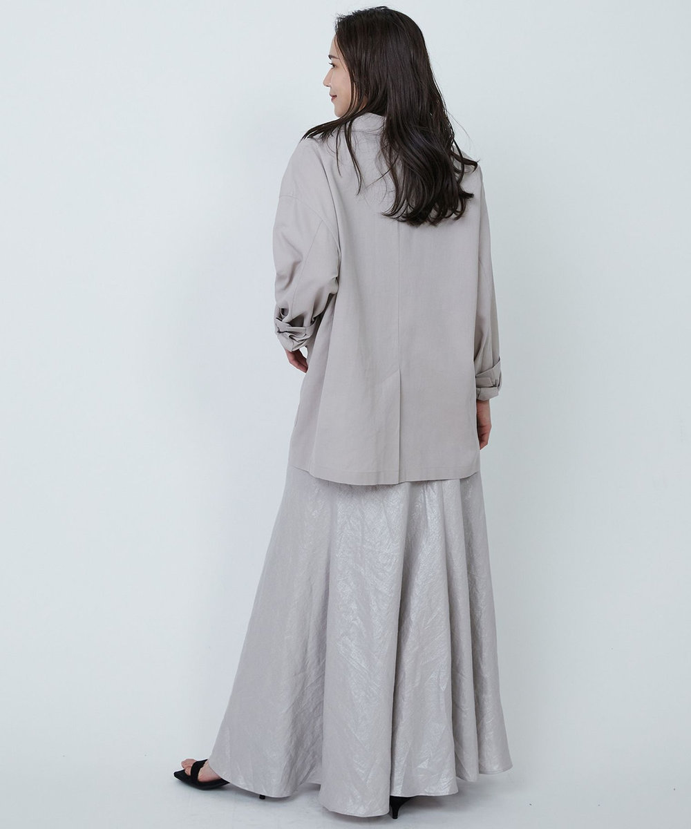 1er Arrondissement フォイルプリントリネンスカート シルバー