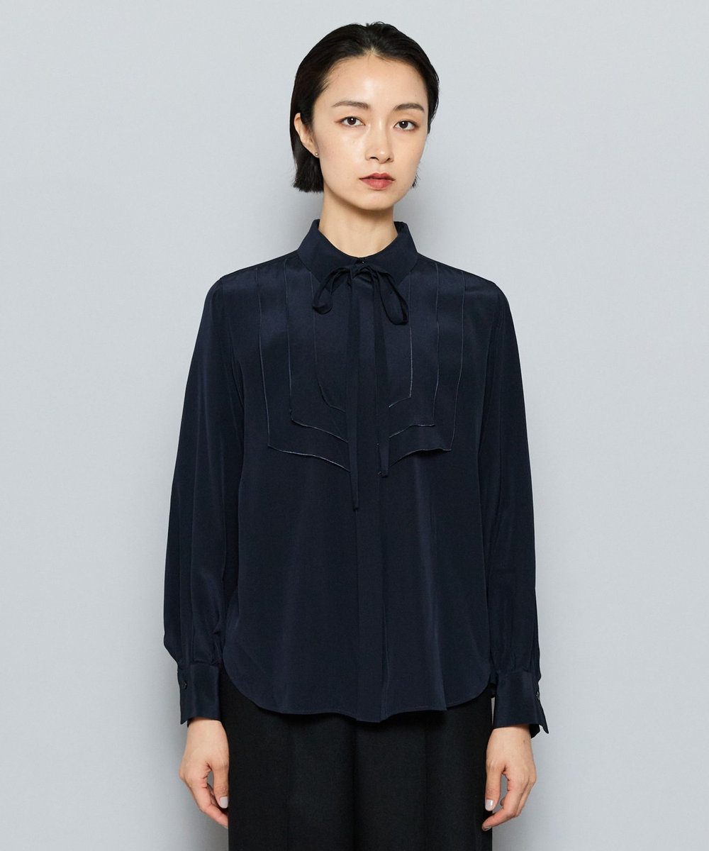 L'EQUIPE COUTURIER シルクデシンブラウス ダークネイビー