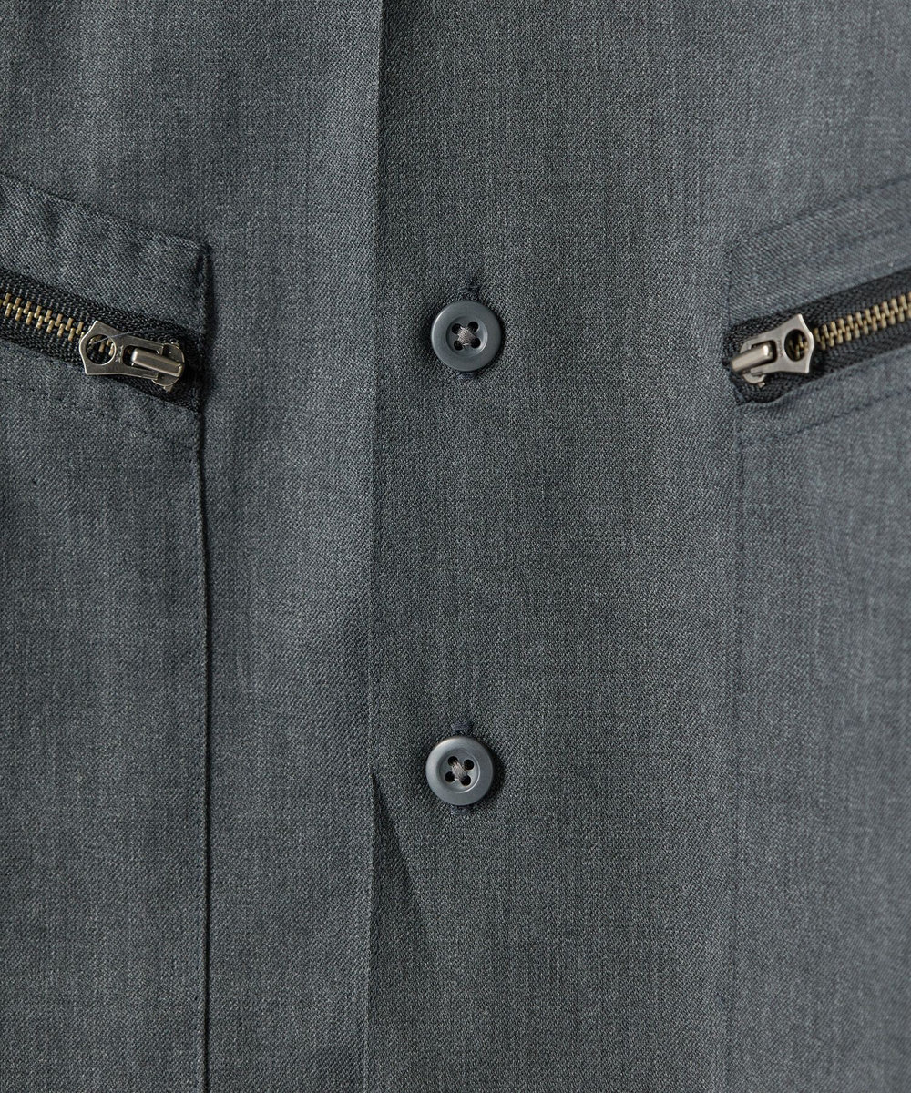 MEN'S BIGI ウールツイル オープンカラーワークシャツ グレー