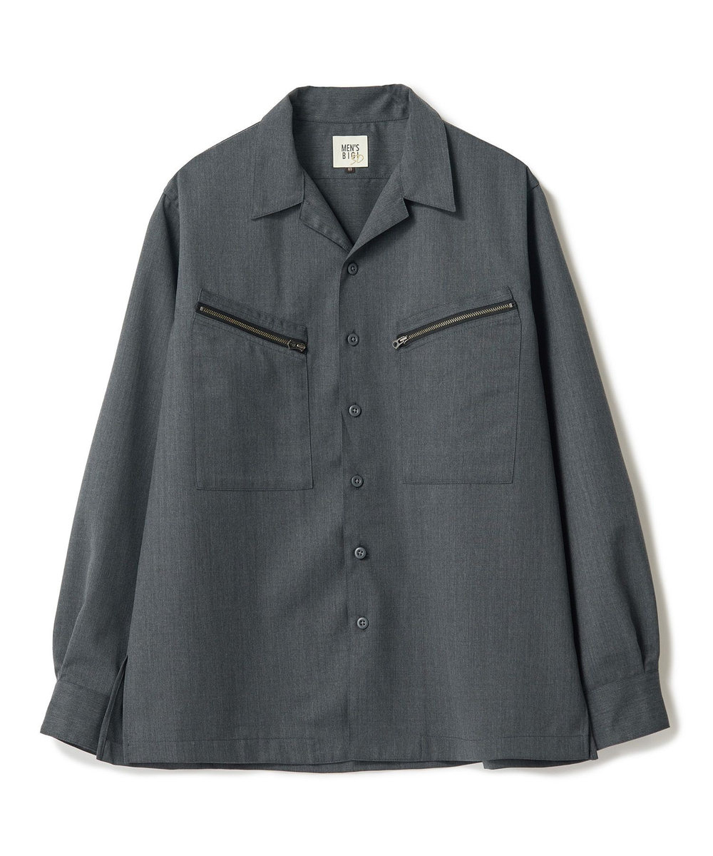MEN'S BIGI ウールツイル オープンカラーワークシャツ グレー