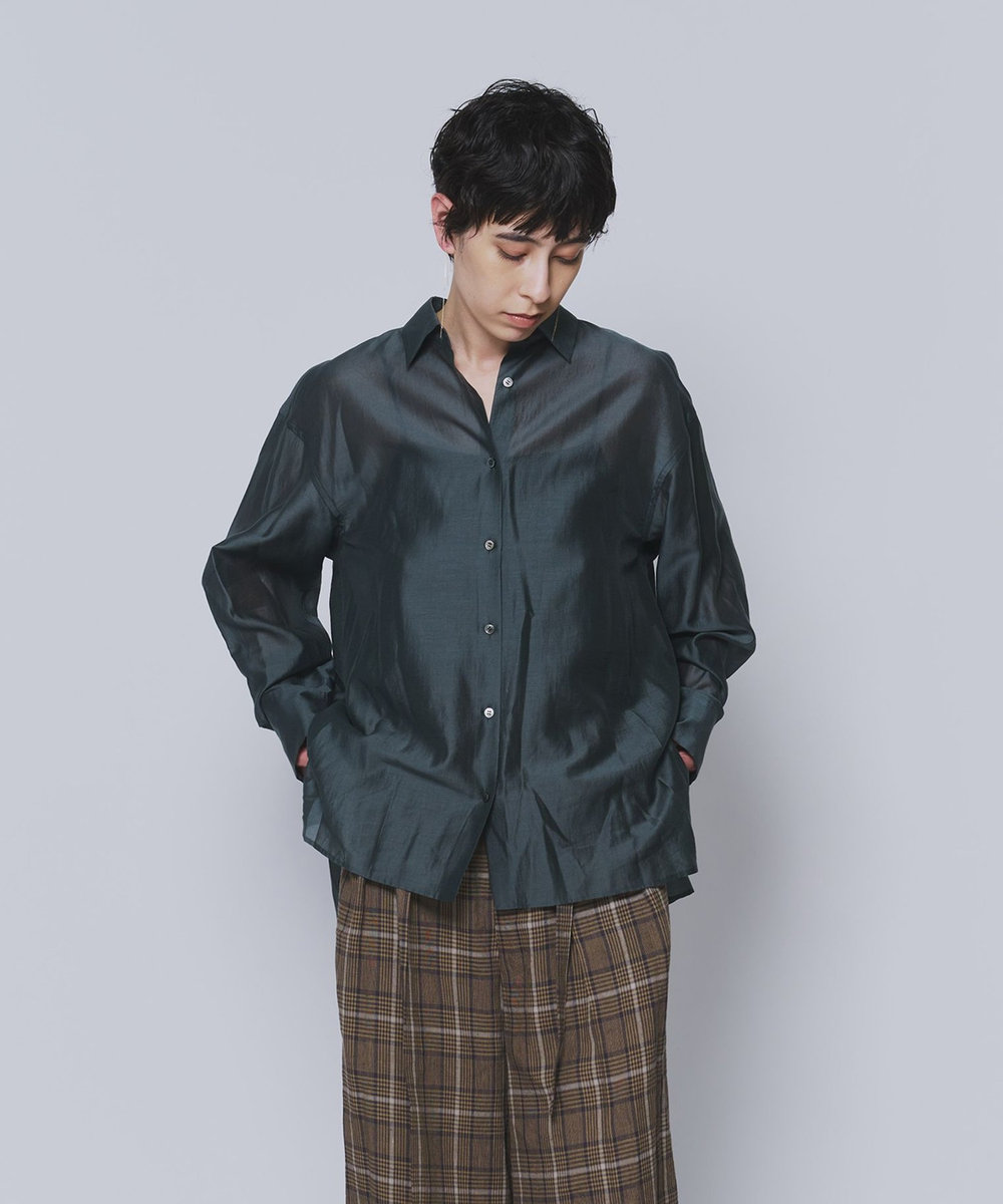 1er Arrondissement シアーテンセルシャツ グリーン