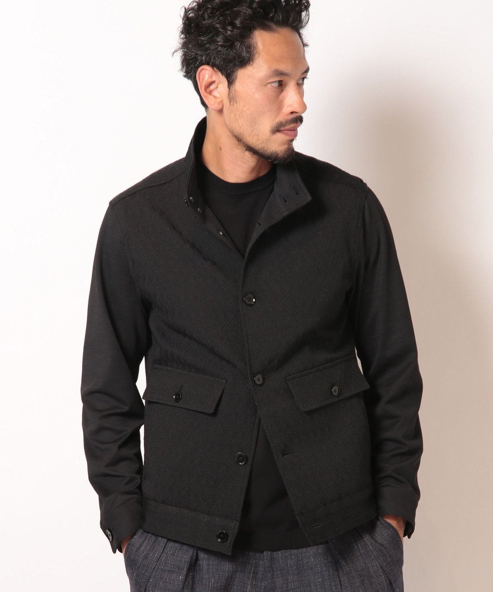 MEN'S BIGI 膨れジャガードストレッチブルゾン ブラック