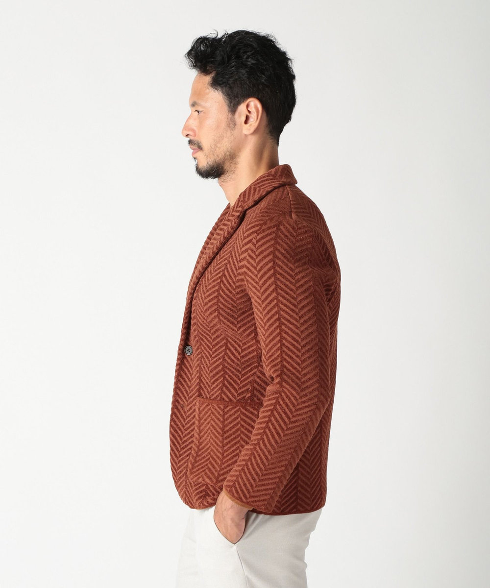 MEN'S BIGI ヘリンボーンニットジャケット レンガ