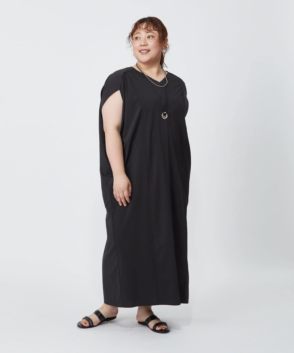MOGA Lサイズ（大きいサイズ） 【大きいサイズ】2WAYタフタコクーンワンピース スミクロ