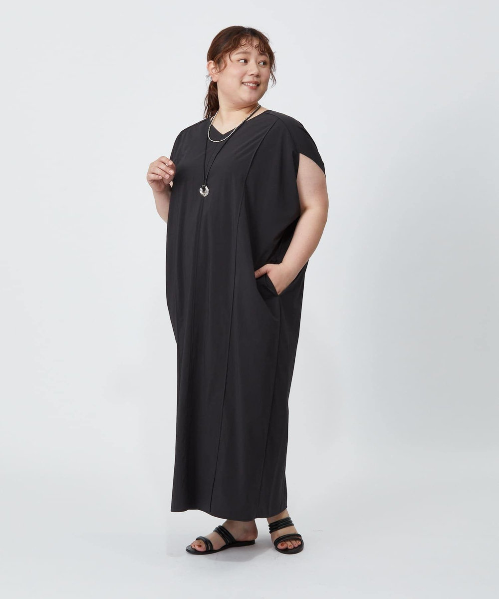 MOGA Lサイズ（大きいサイズ） 【大きいサイズ】2WAYタフタコクーンワンピース スミクロ