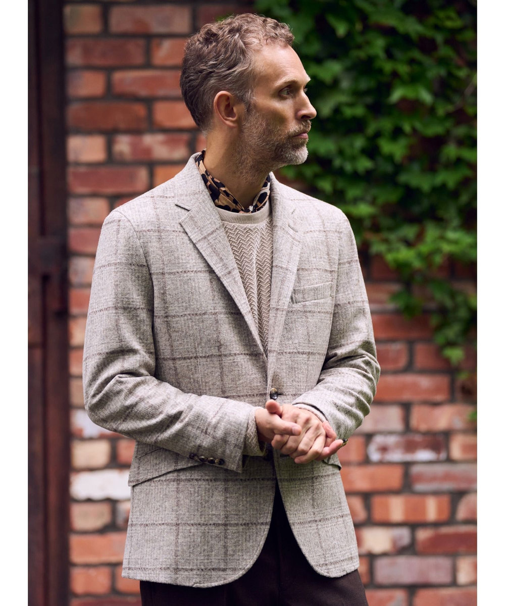 MEN'S BIGI モールジャガードクルーネックカットソー ベージュ