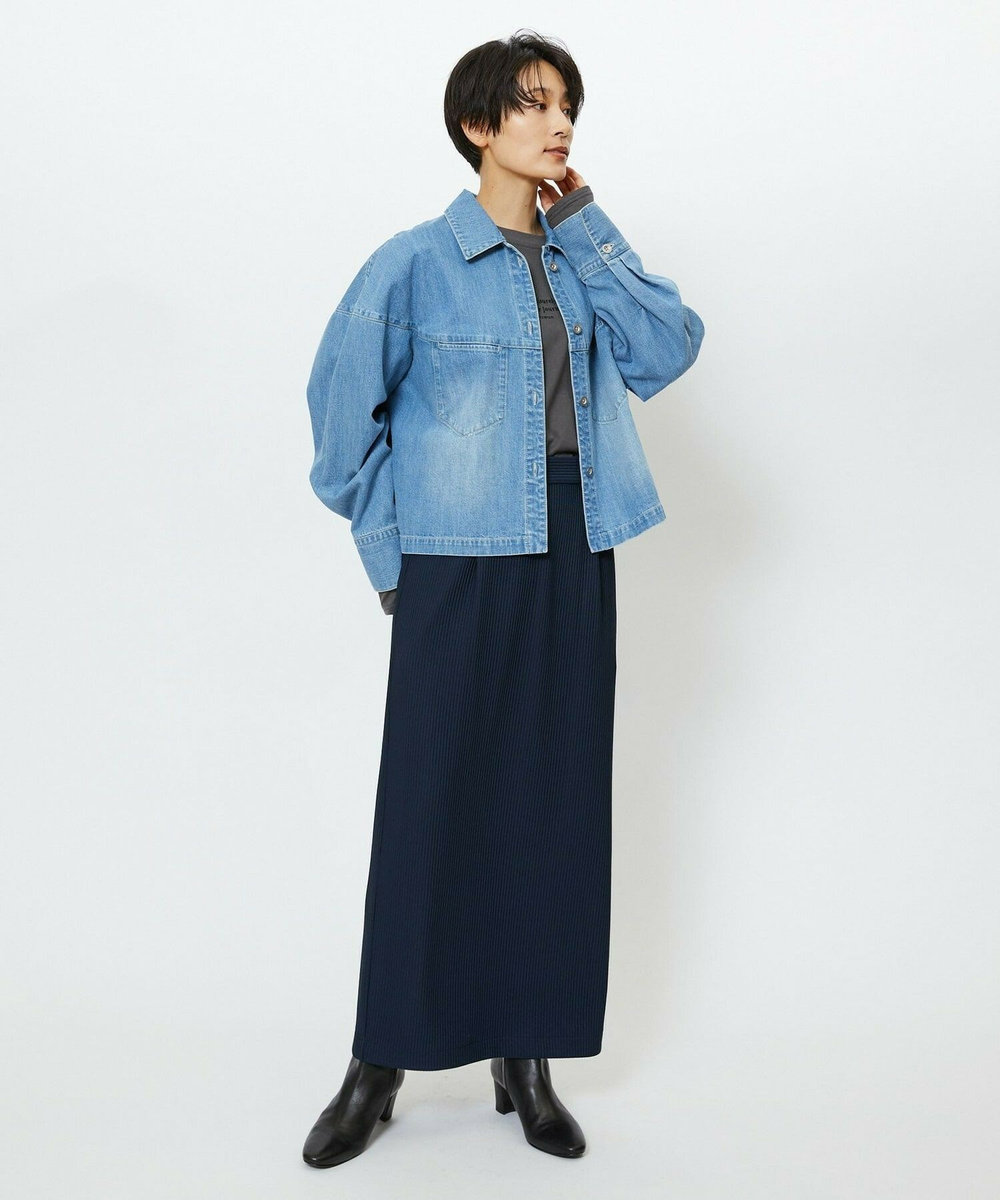 feerique feerique　デニムシャツブルゾン ブルー