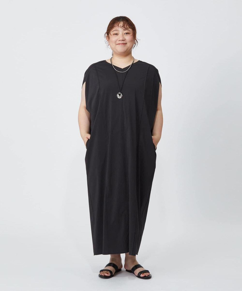 MOGA Lサイズ（大きいサイズ） 【大きいサイズ】2WAYタフタコクーンワンピース スミクロ