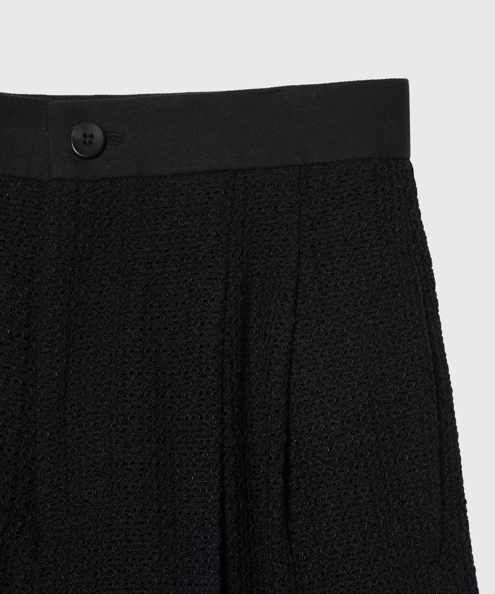 DÉPAREILLÉ COTTON RAYON KARAMI SHORT PANTS / コットンレーヨンカラミショートパンツ ブラック