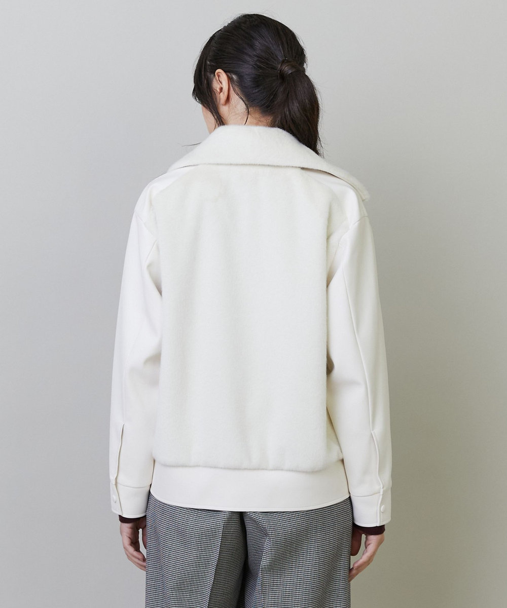 endalence ボア×合皮ブルゾン ホワイト