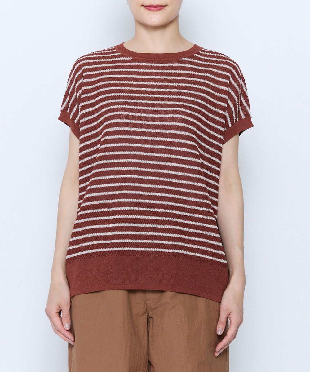feerique feerique ボーダーフレンチスリーブニット ブラウン