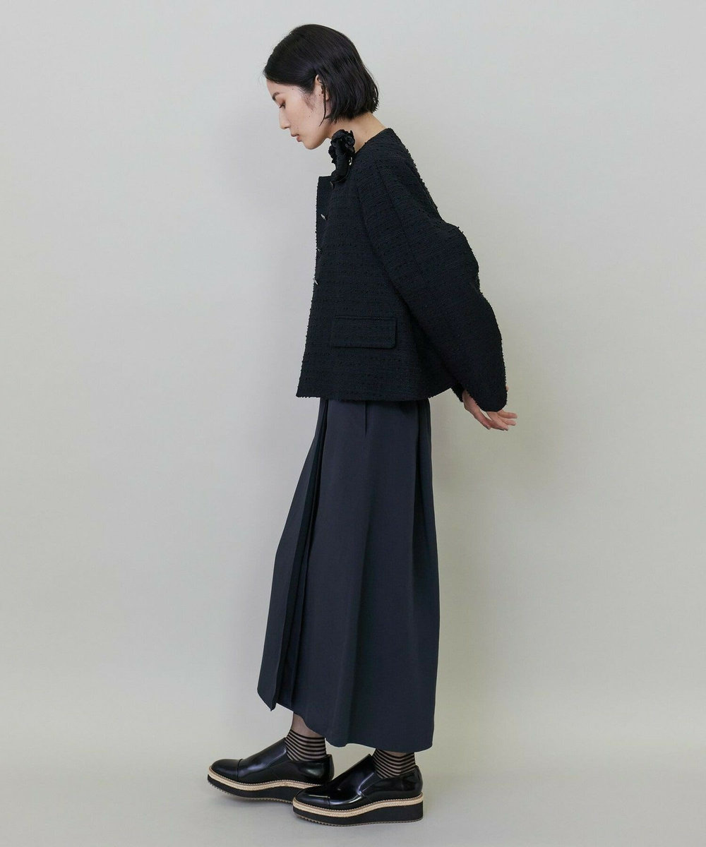 L'EQUIPE Lサイズ（大きいサイズ） 【大きいサイズ】スラブツイードノーカラージャケット ネイビー