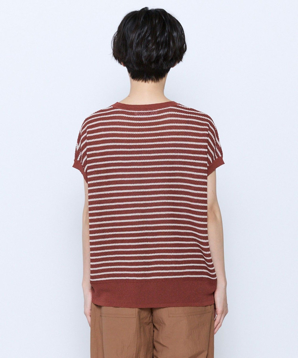 feerique feerique ボーダーフレンチスリーブニット ブラウン
