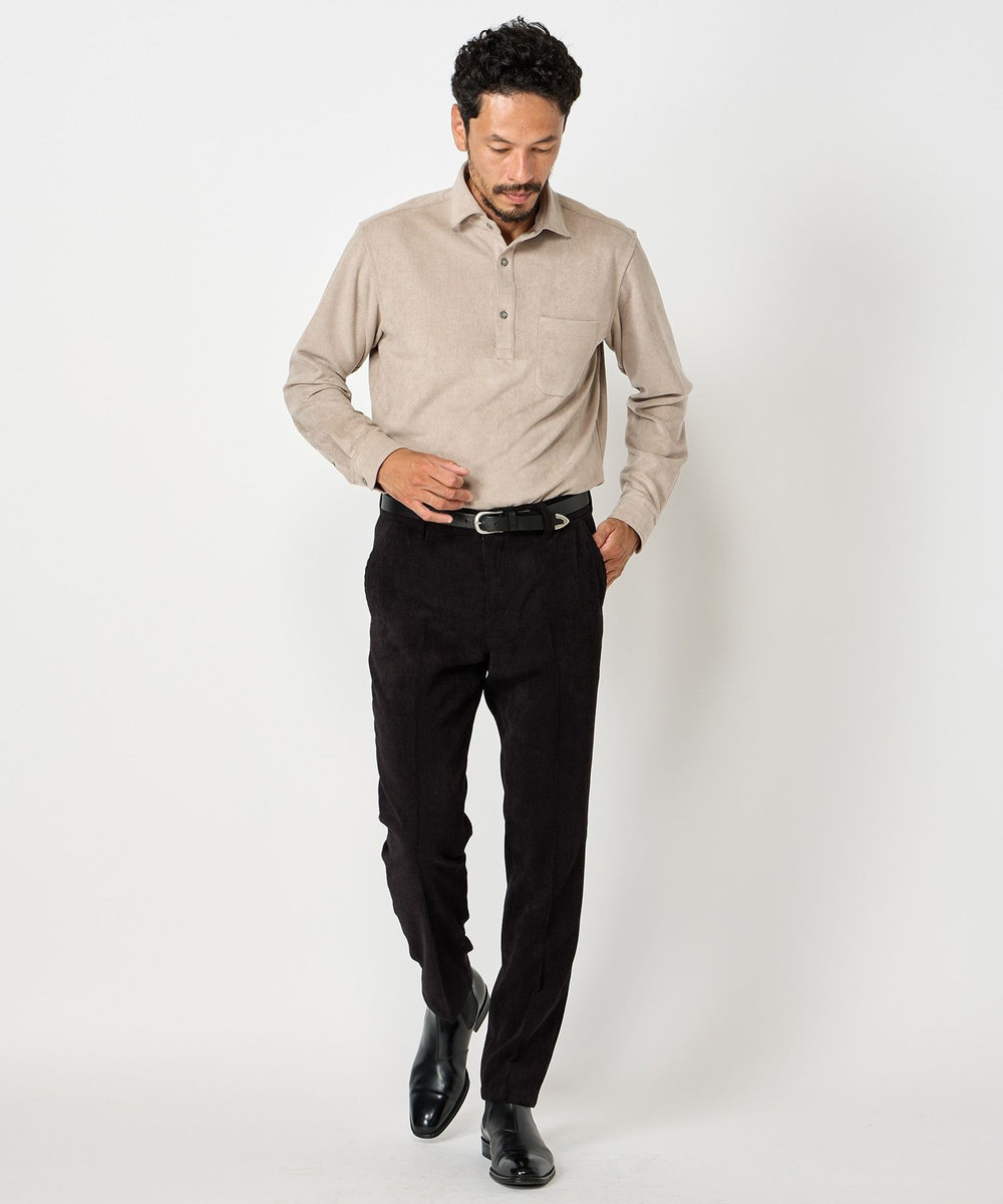 MEN'S BIGI ピケスエードカットシャツ グレー