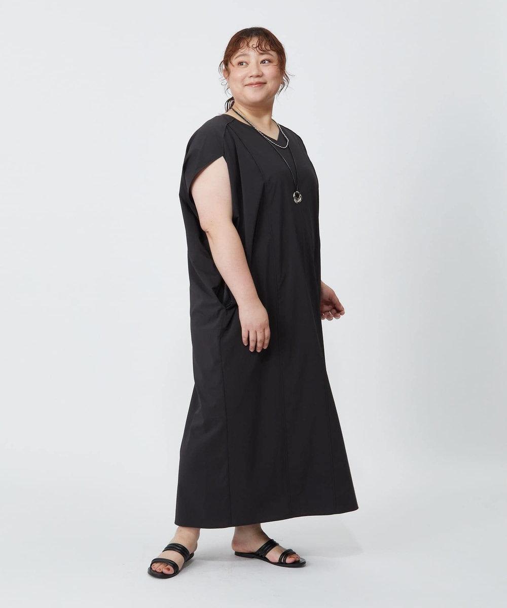 MOGA Lサイズ（大きいサイズ） 【大きいサイズ】2WAYタフタコクーンワンピース スミクロ