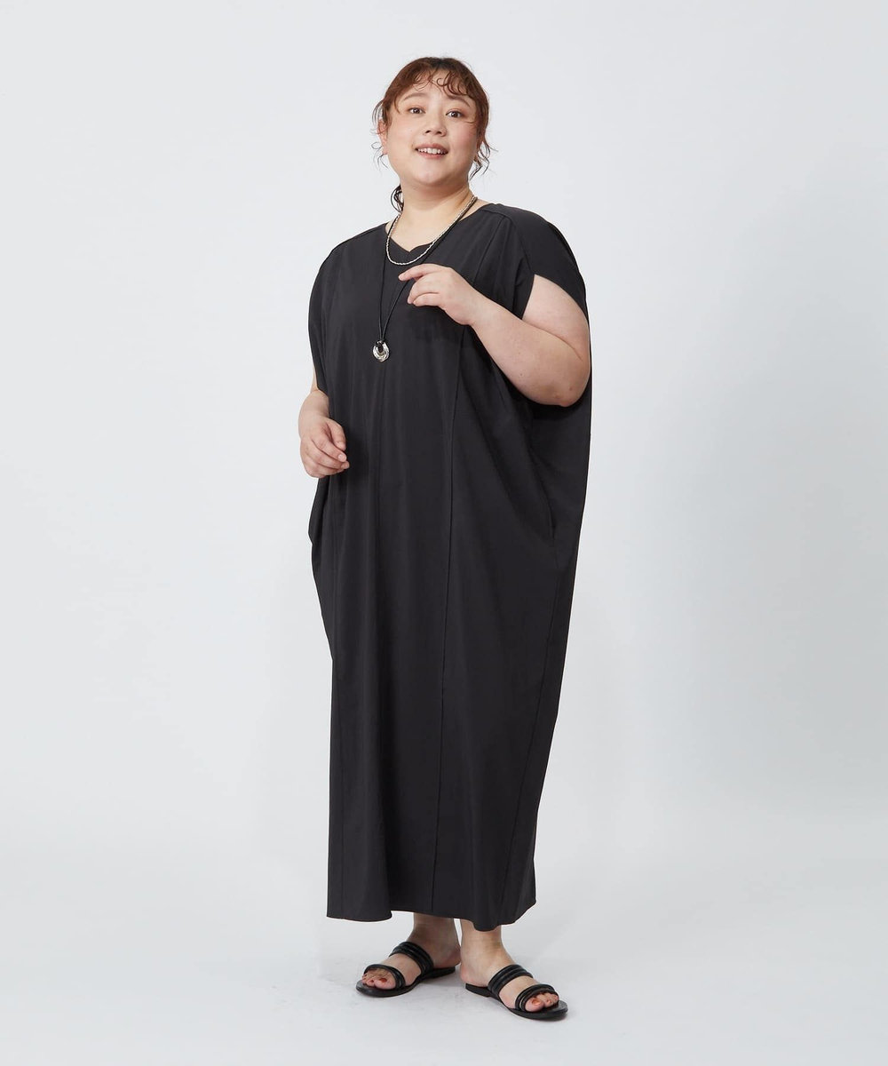 MOGA Lサイズ（大きいサイズ） 【大きいサイズ】2WAYタフタコクーンワンピース スミクロ