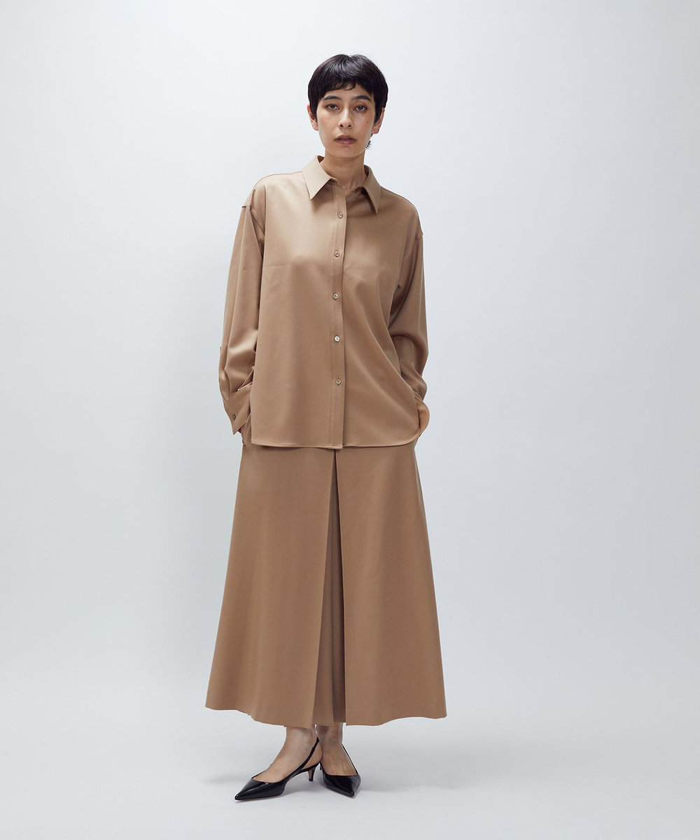 1er Arrondissement ウールサテンキュロットパンツ ベージュ
