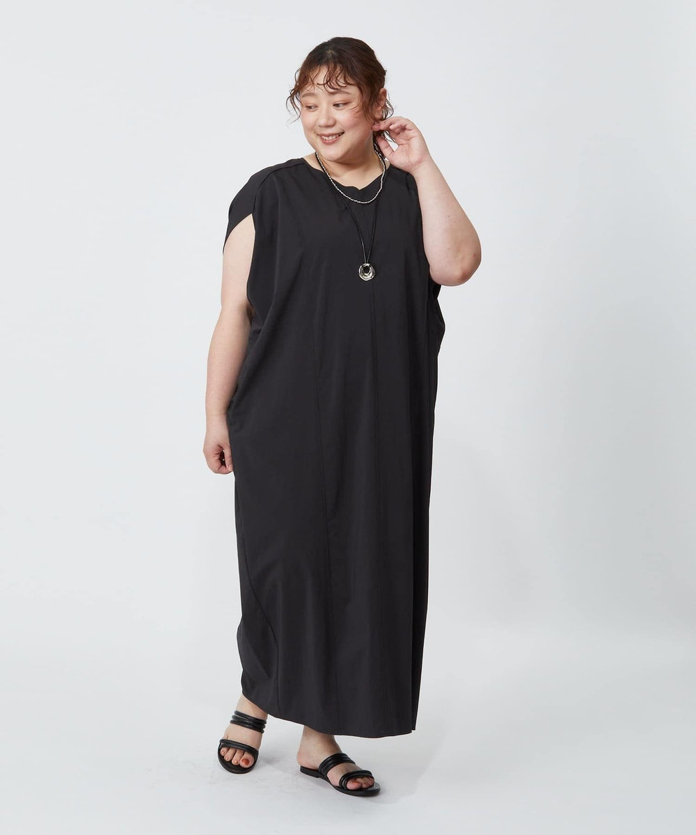 MOGA Lサイズ（大きいサイズ） 【大きいサイズ】2WAYタフタコクーンワンピース スミクロ