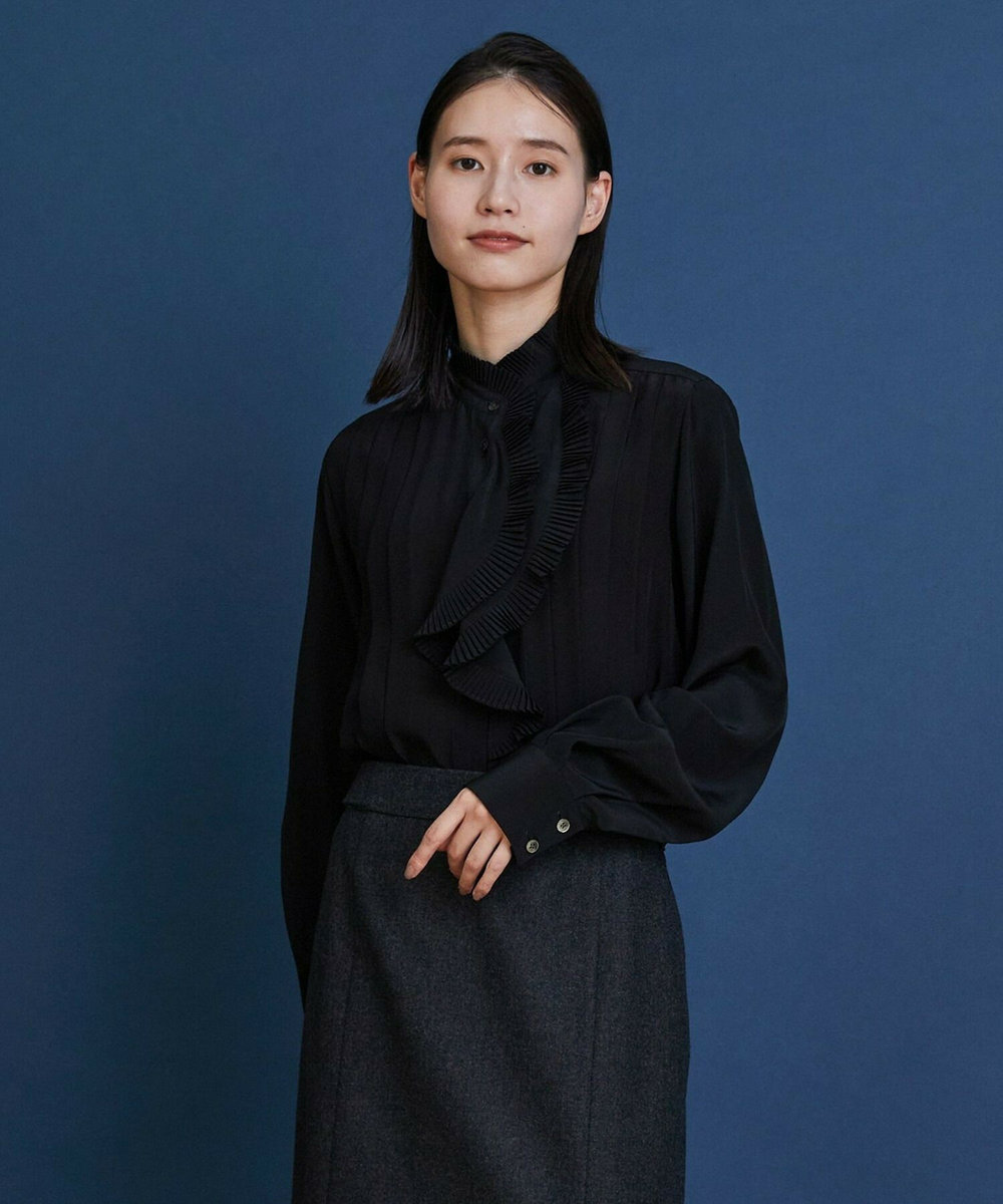 L'EQUIPE COUTURIER シルクデシン16匁ブラウス ブラック