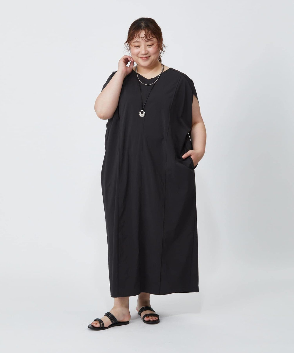 MOGA Lサイズ（大きいサイズ） 【大きいサイズ】2WAYタフタコクーンワンピース スミクロ