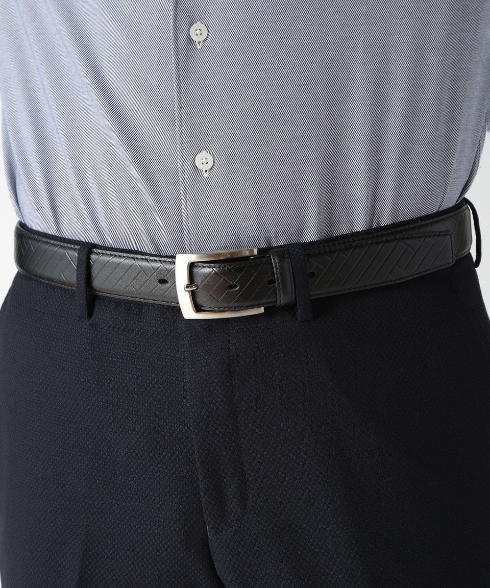 MEN'S BIGI 型押しオリジナルレザーベルト ブラック