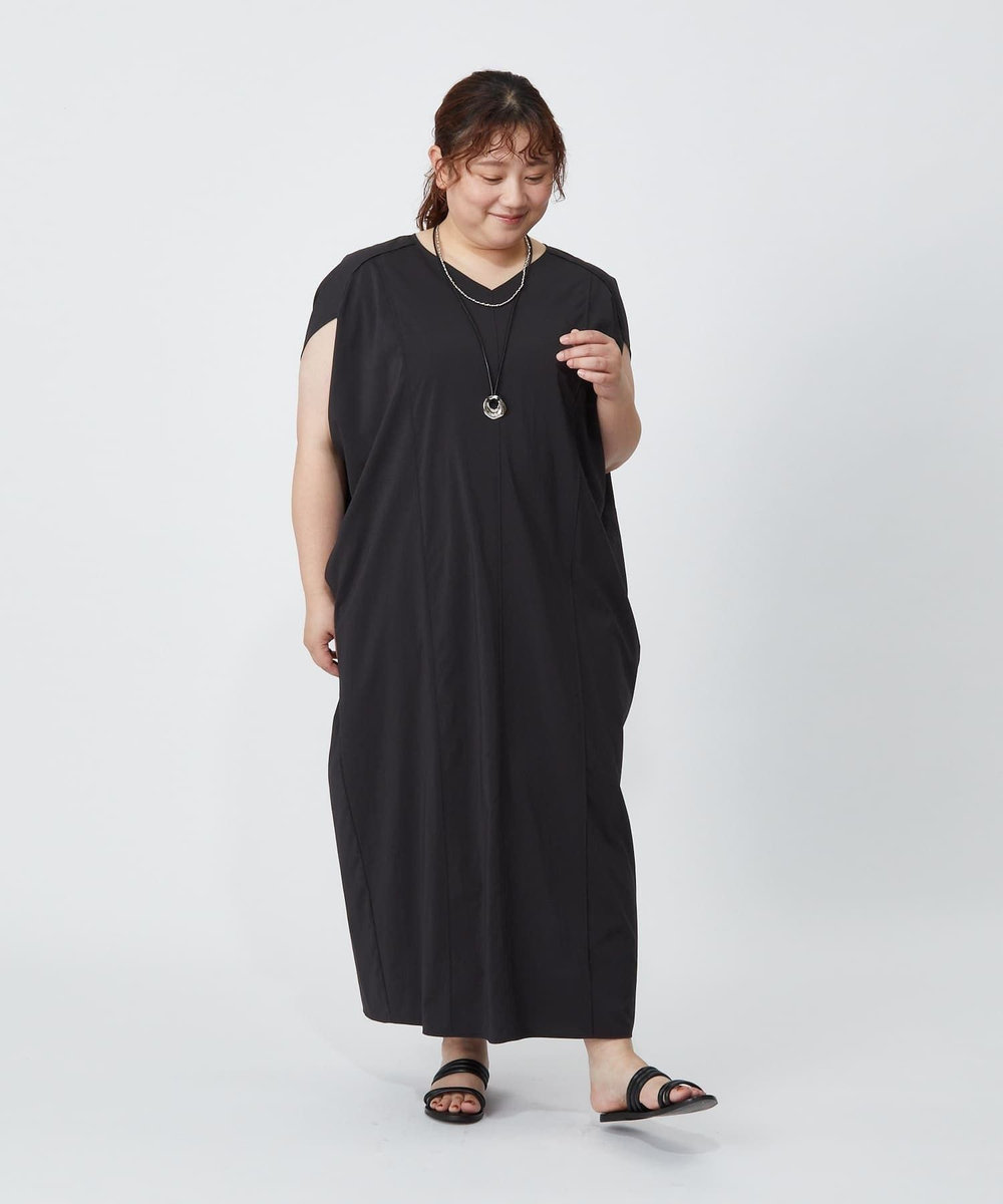 MOGA Lサイズ（大きいサイズ） 【大きいサイズ】2WAYタフタコクーンワンピース スミクロ