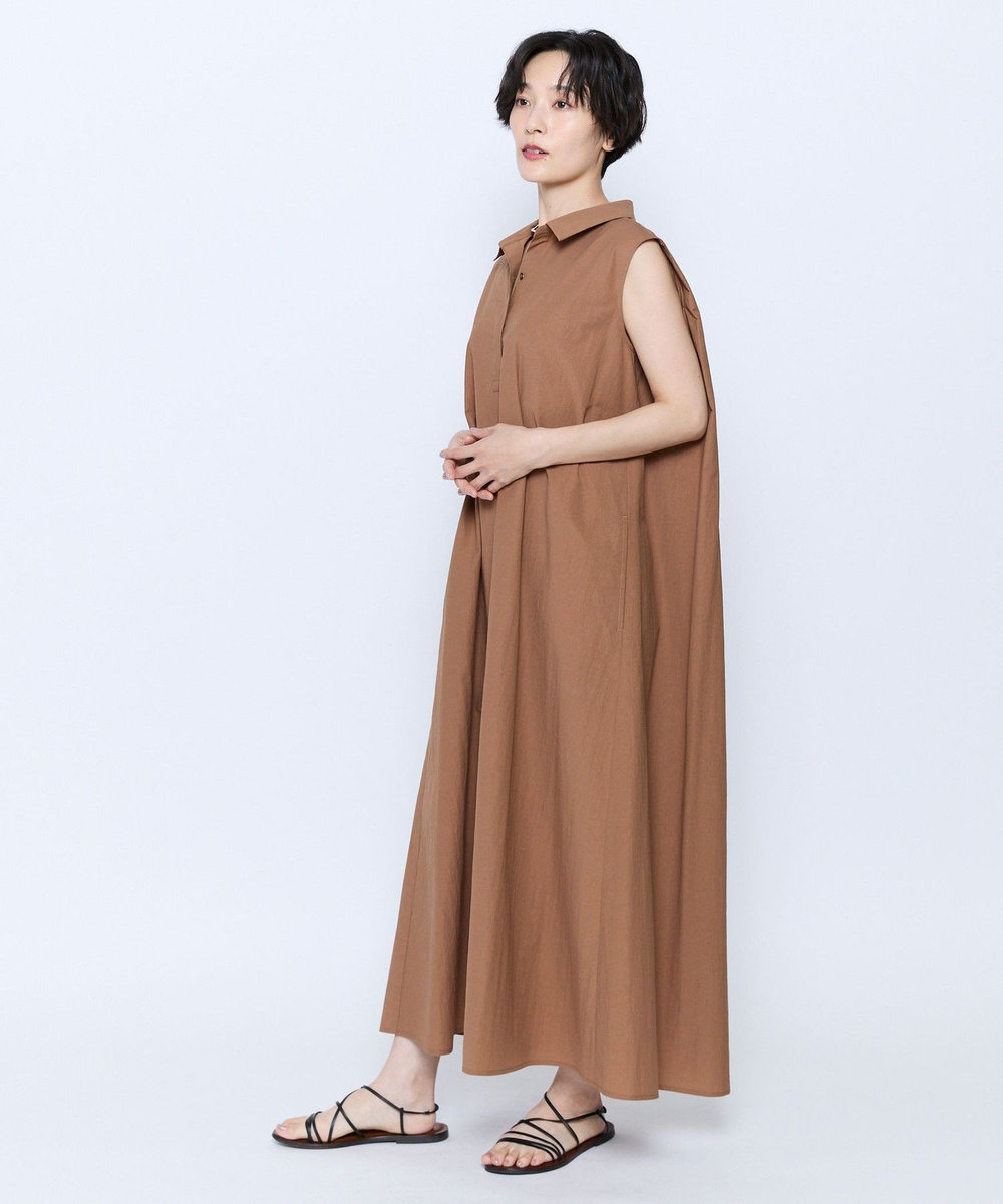 feerique feerique 綿ナイロンクロスAラインワンピース ブラウン