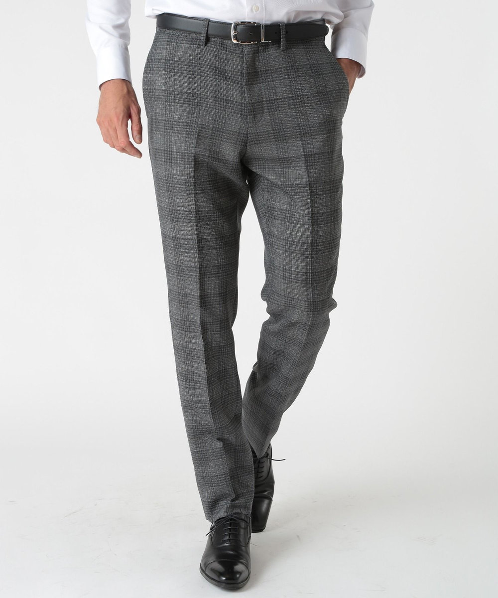 MEN'S BIGI ミックスヤーンブッチャーチェックスラックスパンツ グレー