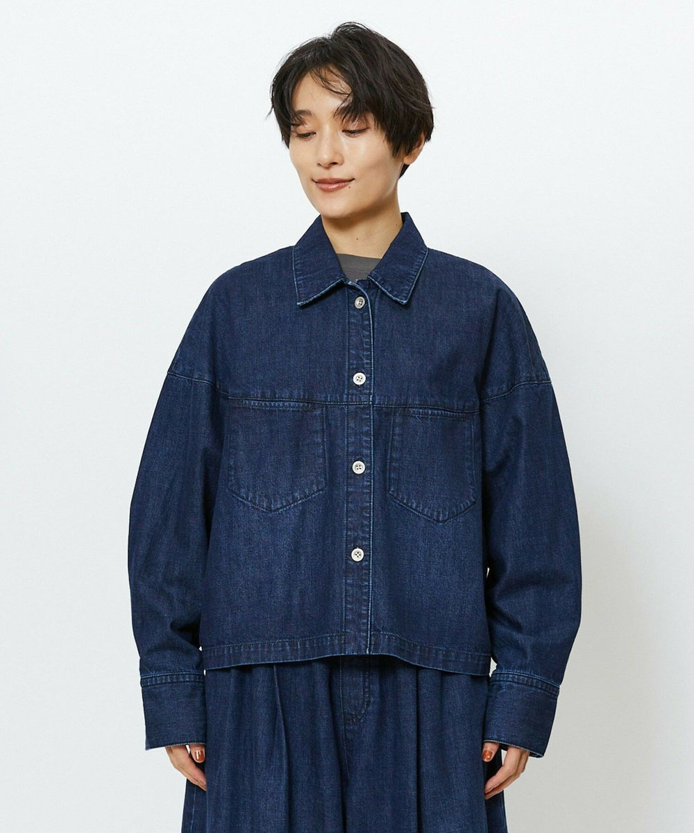 feerique feerique　デニムシャツブルゾン ネイビー