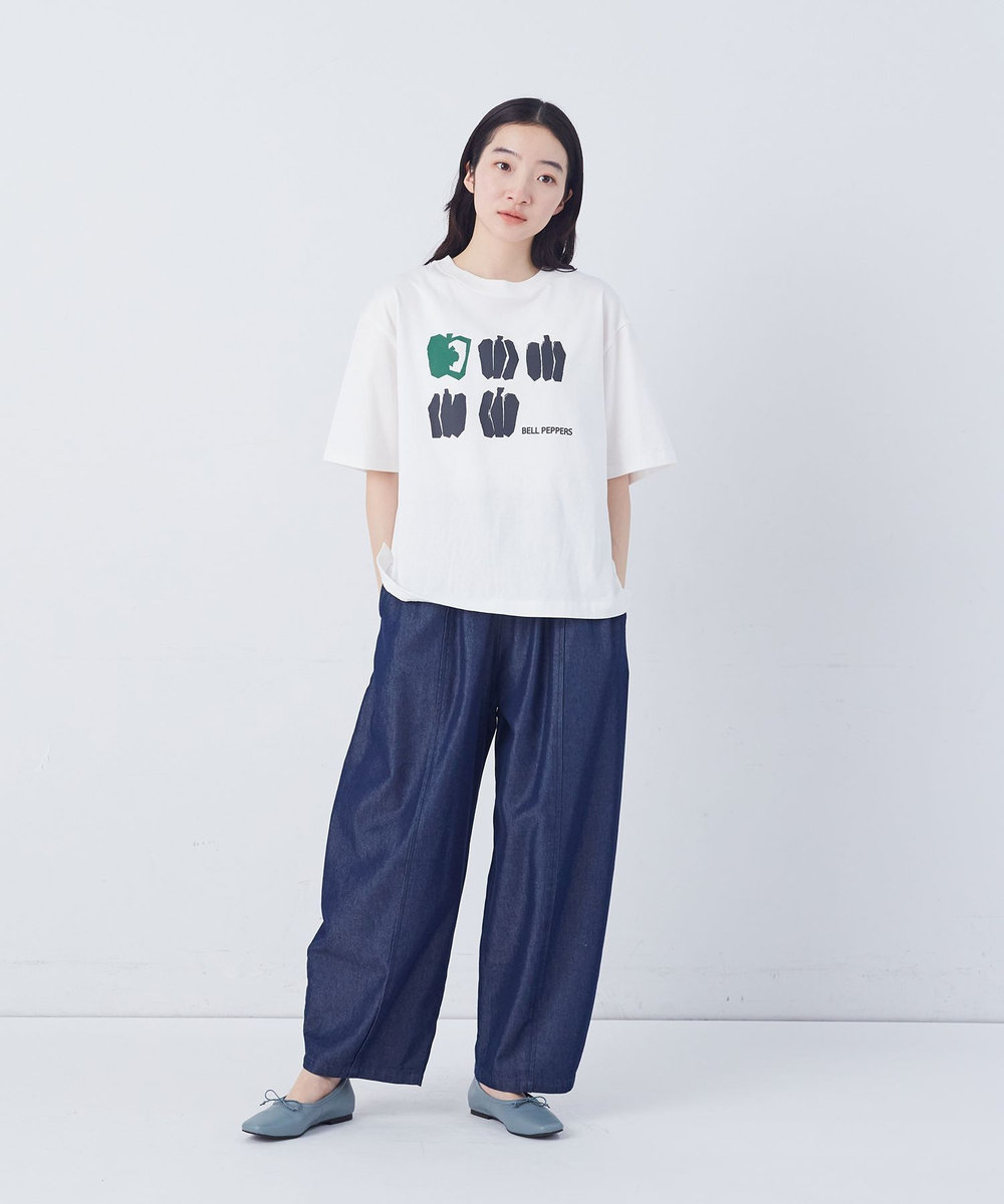 congés payés ADIEU TRISTESSE ベジタブルプリントTシャツ オフホワイト