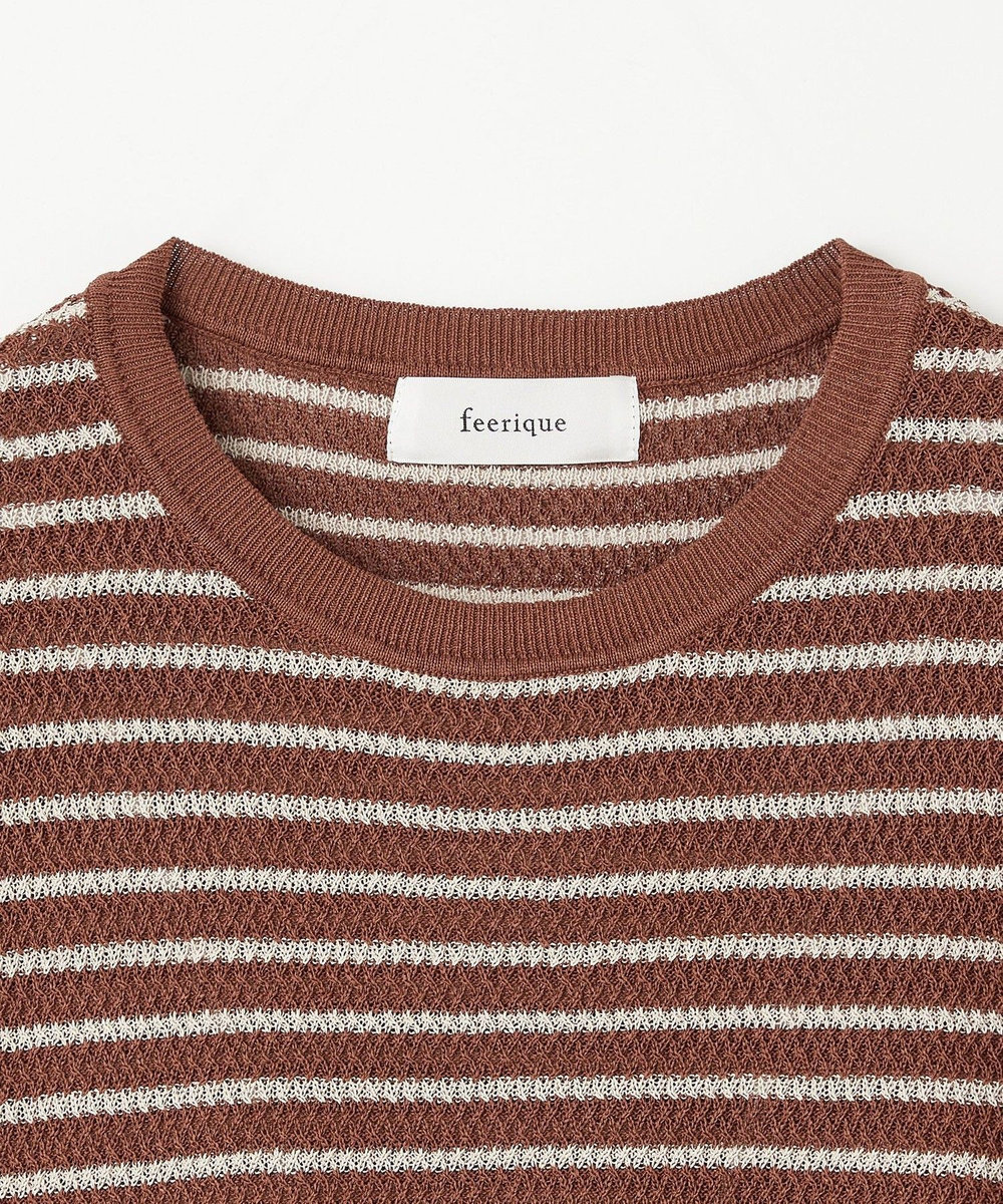 feerique feerique ボーダーフレンチスリーブニット ブラウン