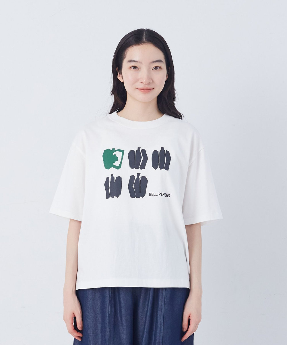 congés payés ADIEU TRISTESSE ベジタブルプリントTシャツ オフホワイト