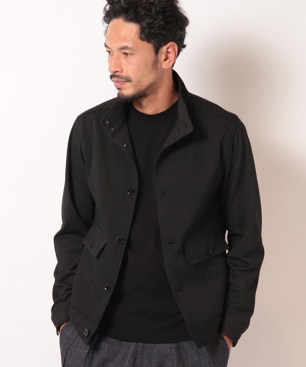 MEN'S BIGI 膨れジャガードストレッチブルゾン ブラック