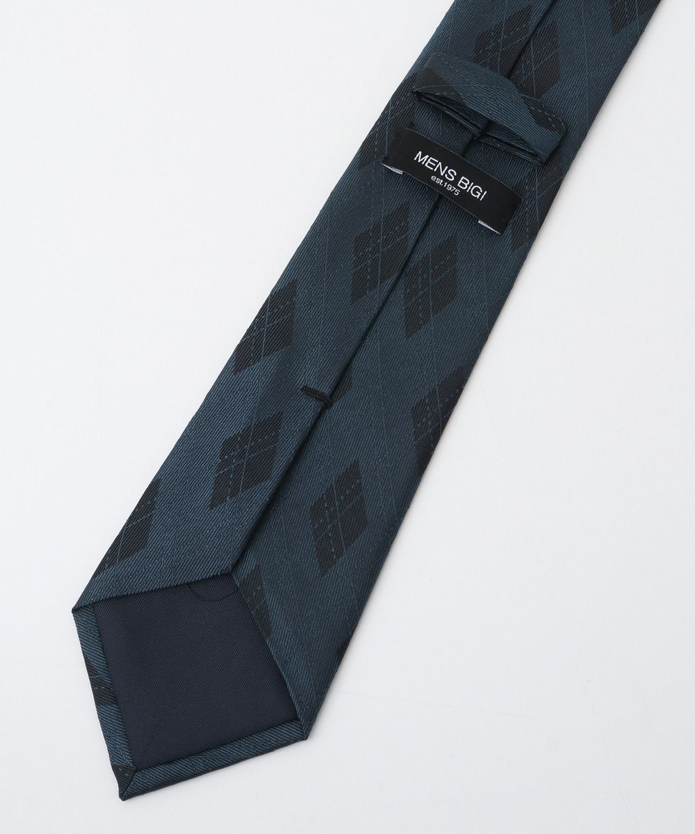 MEN'S BIGI アーガイル柄シルクネクタイ ターコイズブルー