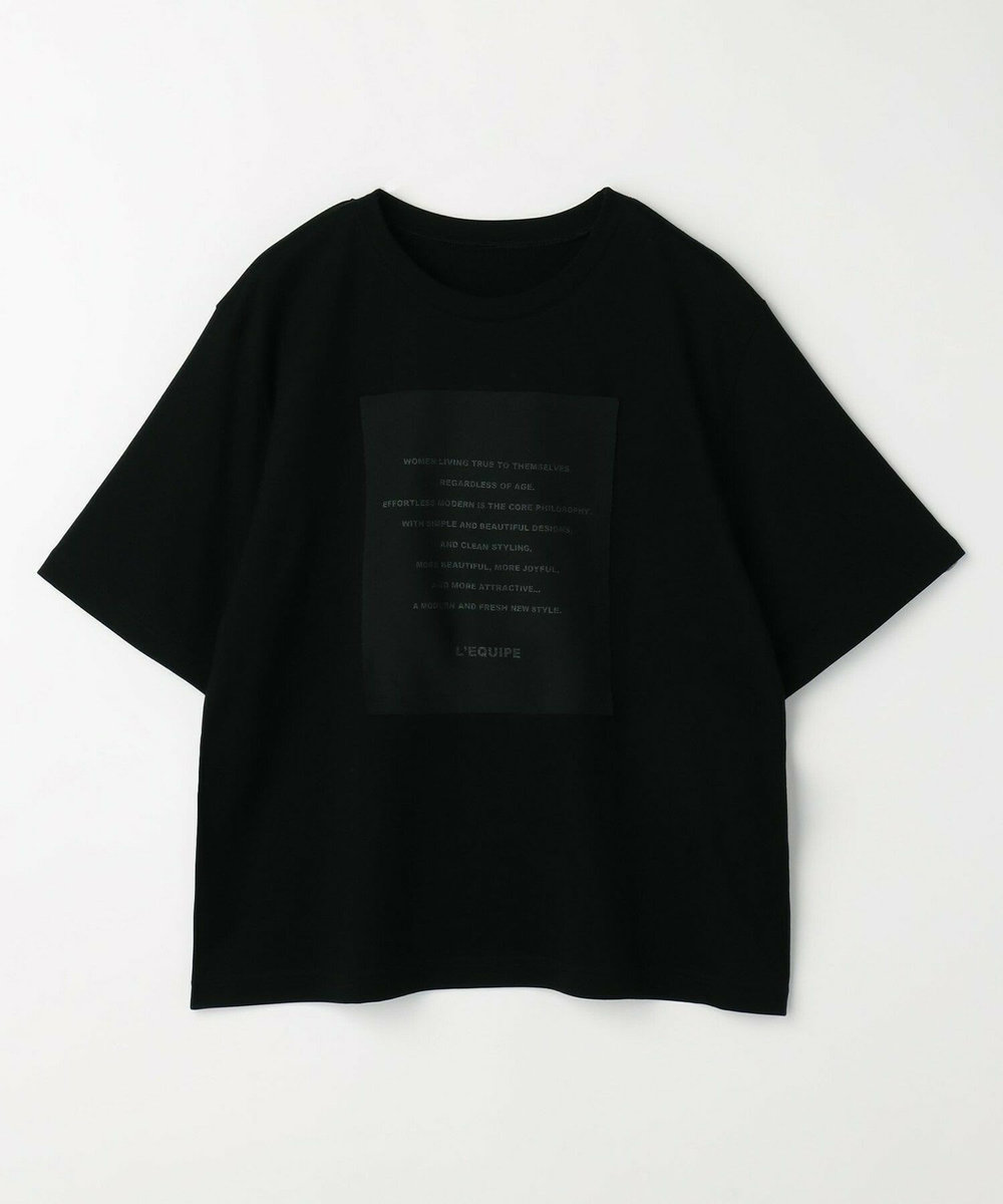 L'EQUIPE Lサイズ（大きいサイズ） 【大きいサイズ】シアーロゴプリントTシャツ ブラック
