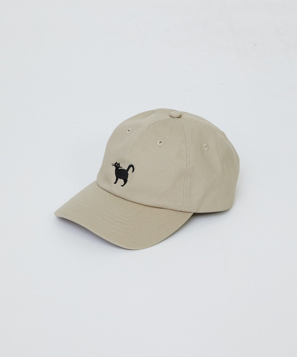 LOISIR 【EC限定・アーティストコラボ】LOISIR×TORANEKOBONBON BLACK NEKO キャップ ベージュ