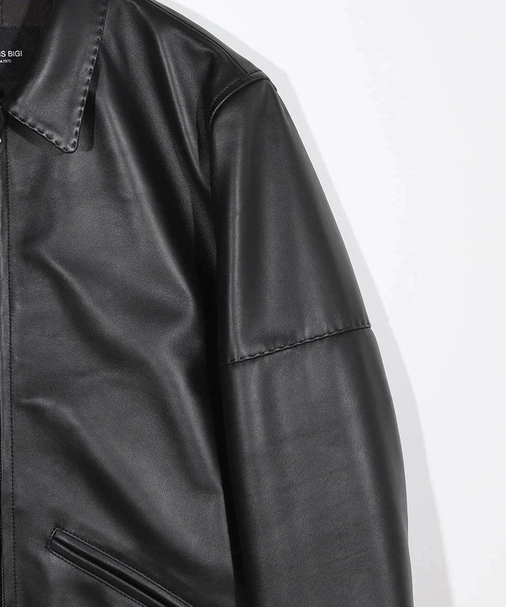 MEN'S BIGI クロームタンニングシープレザージャケット ブラック