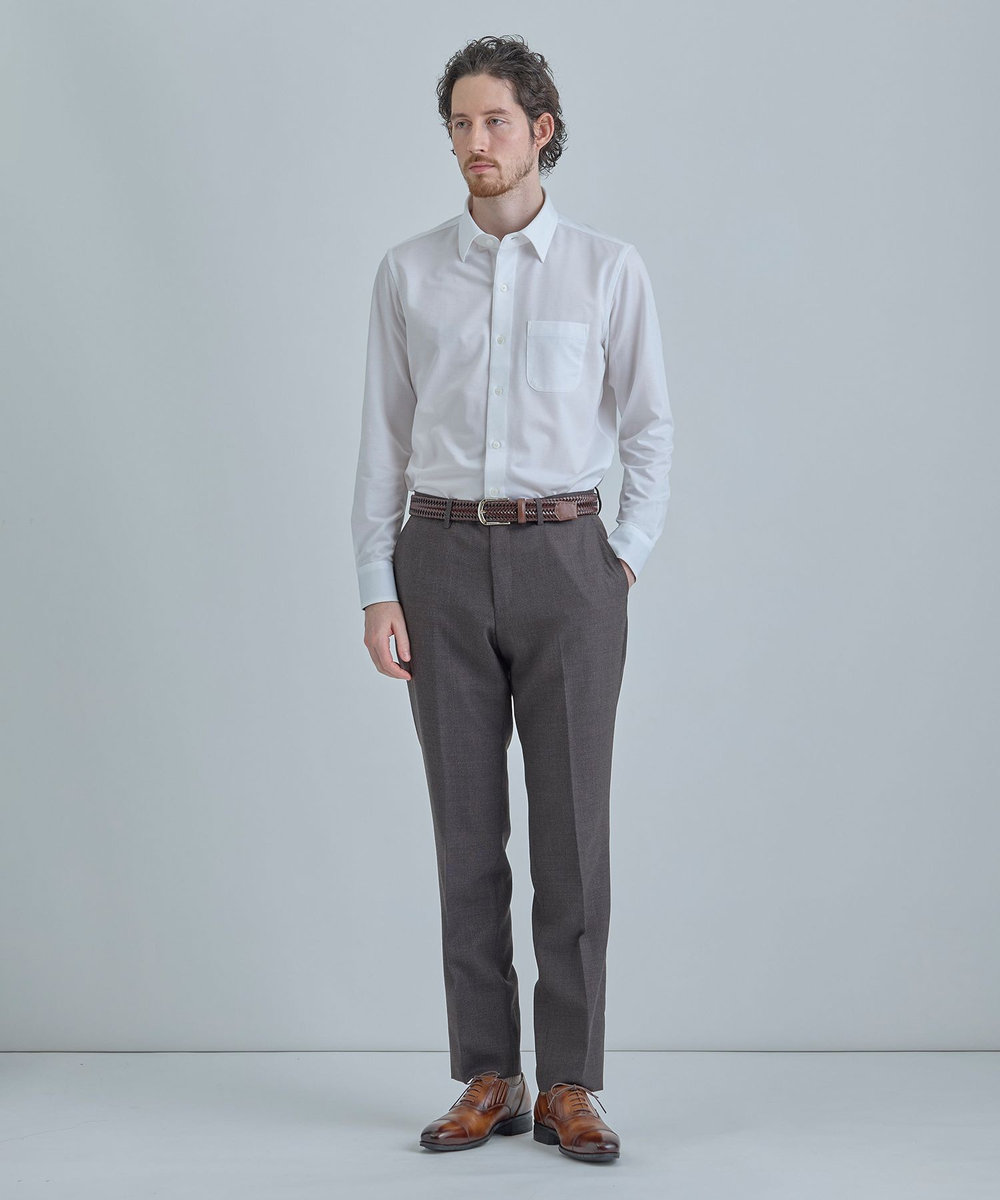 MEN'S BIGI J-CAMICIE ハイゲージジャージドレスシャツ（Albini×RENU）＜ストレッチ＞ ホワイト