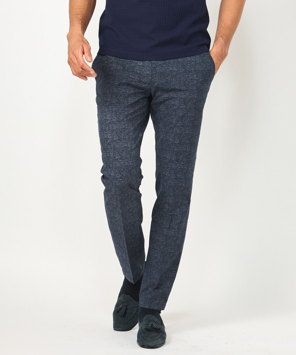 MEN'S BIGI 【ACTIVE TAILOR】COOL DOTSメランジプリントスラックス<セットアップ対応> ネイビー