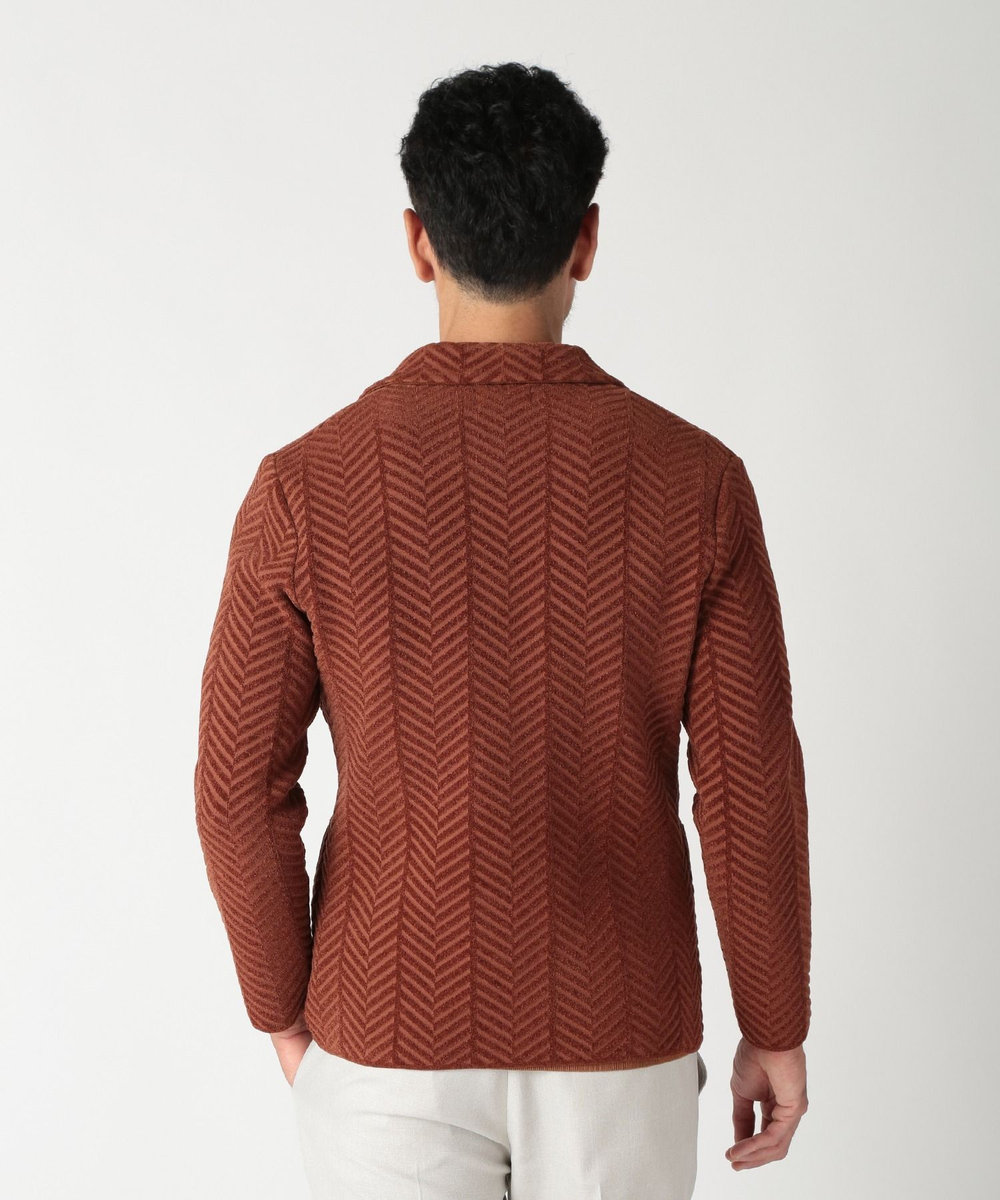 MEN'S BIGI ヘリンボーンニットジャケット レンガ