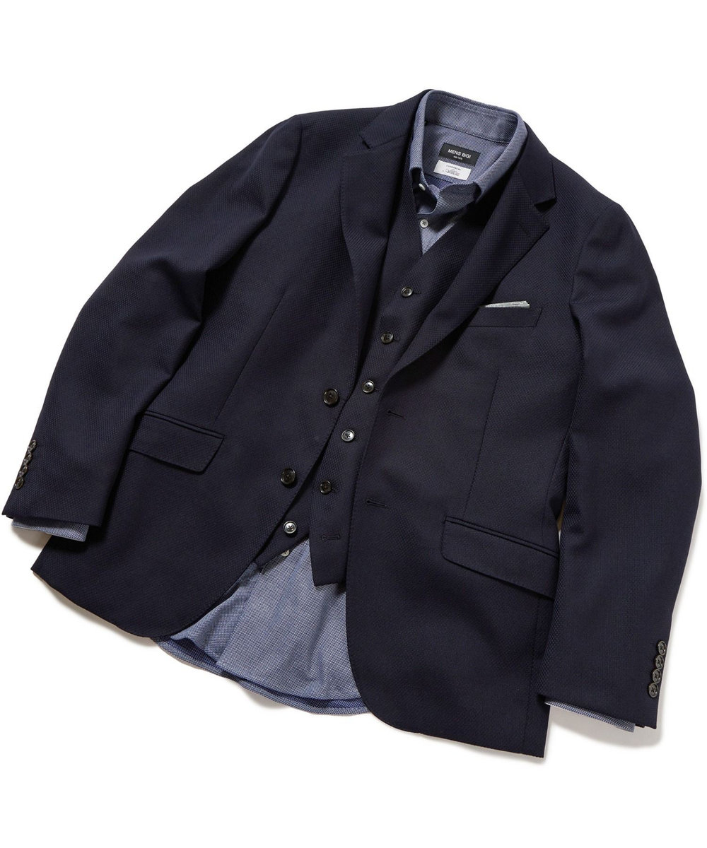MEN'S BIGI 【ACTIVE TAILOR】ミックスヤーン/ホップサックジャケット＜セットアップ・スリーピース対応＞ ダークネイビー