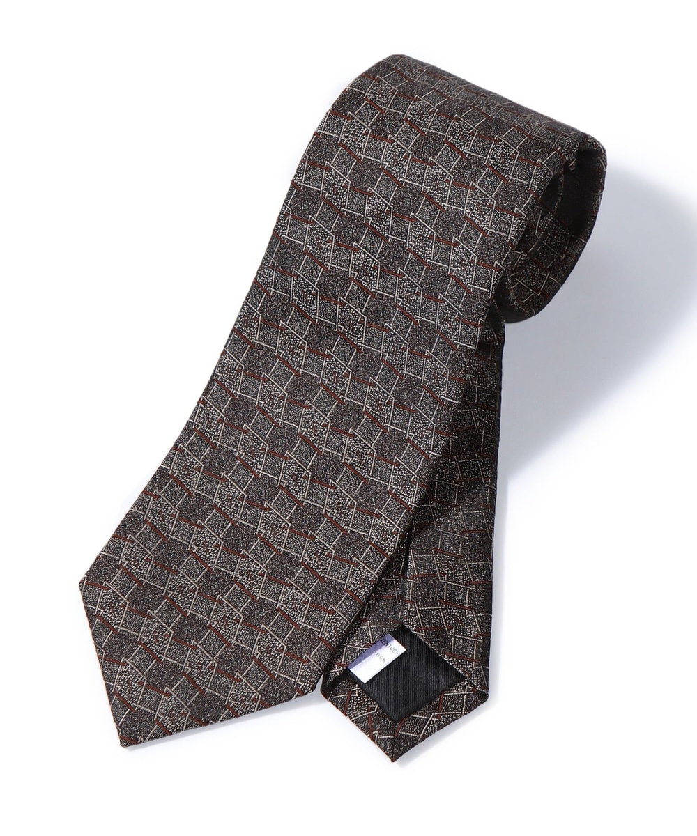 MEN'S BIGI 【TIE YOUR TIE/タイユアタイ】モダンジオメトリック柄ネクタイ ボルドー